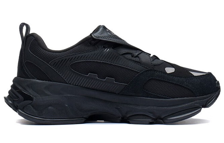 Li Ning Cushioning Slip Resistant Abrasion Resistant Reflective Rebound Low top Running Shoes Men’s Black