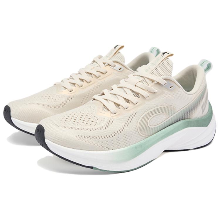 QIAODAN Flying Speed 3LITE Slip Resistant Abrasion Resistant Coverage Low top Casual Running Shoes Men’s Beige Green