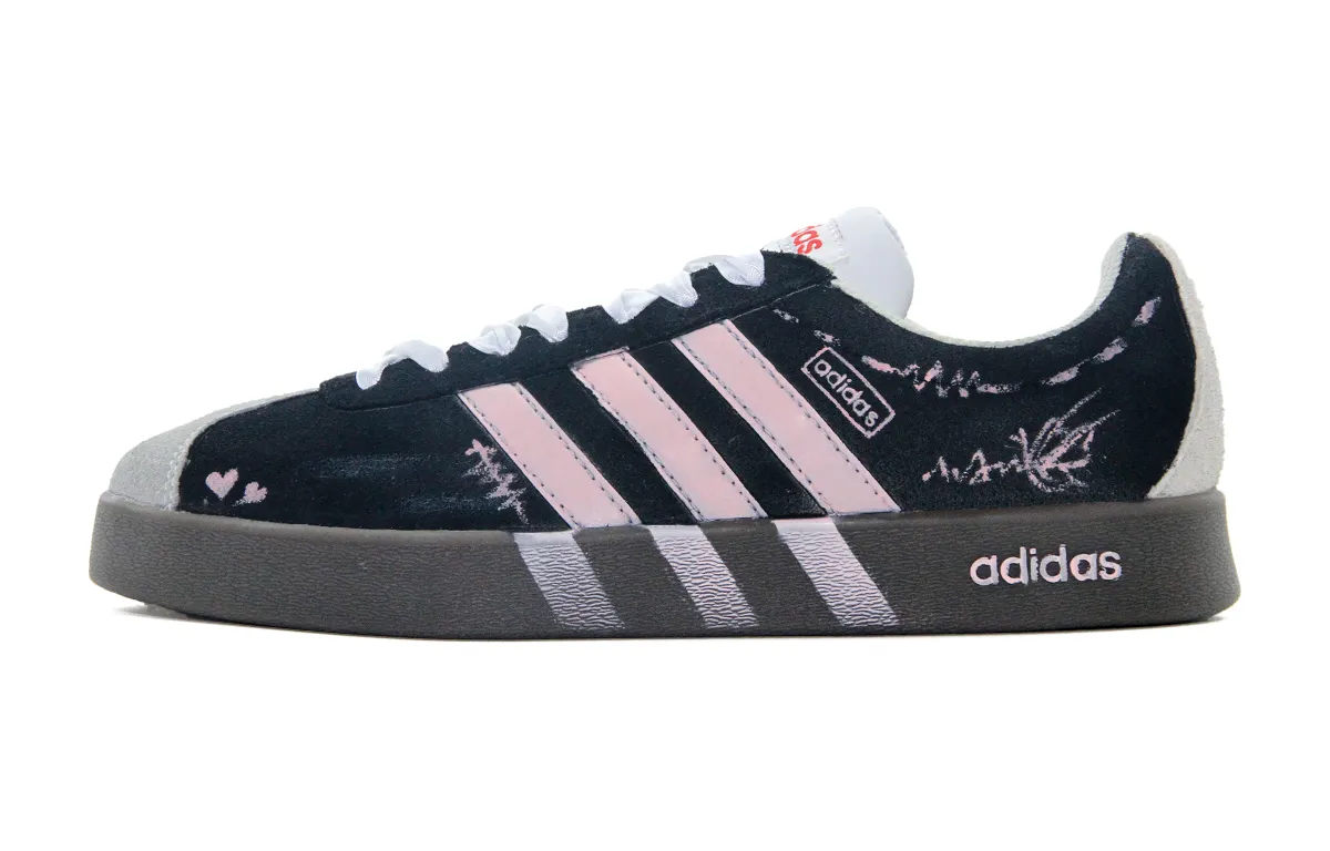 Adidas VL COURT 2.0 Slip Resistant Abrasion Resistant Low top German Army Trainers Unisex Black Pink