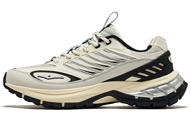 Erke Textile, Synthetic Leather Cushioning Abrasion Resistant Breathable Low top Casual Running Shoes Men’s Black White