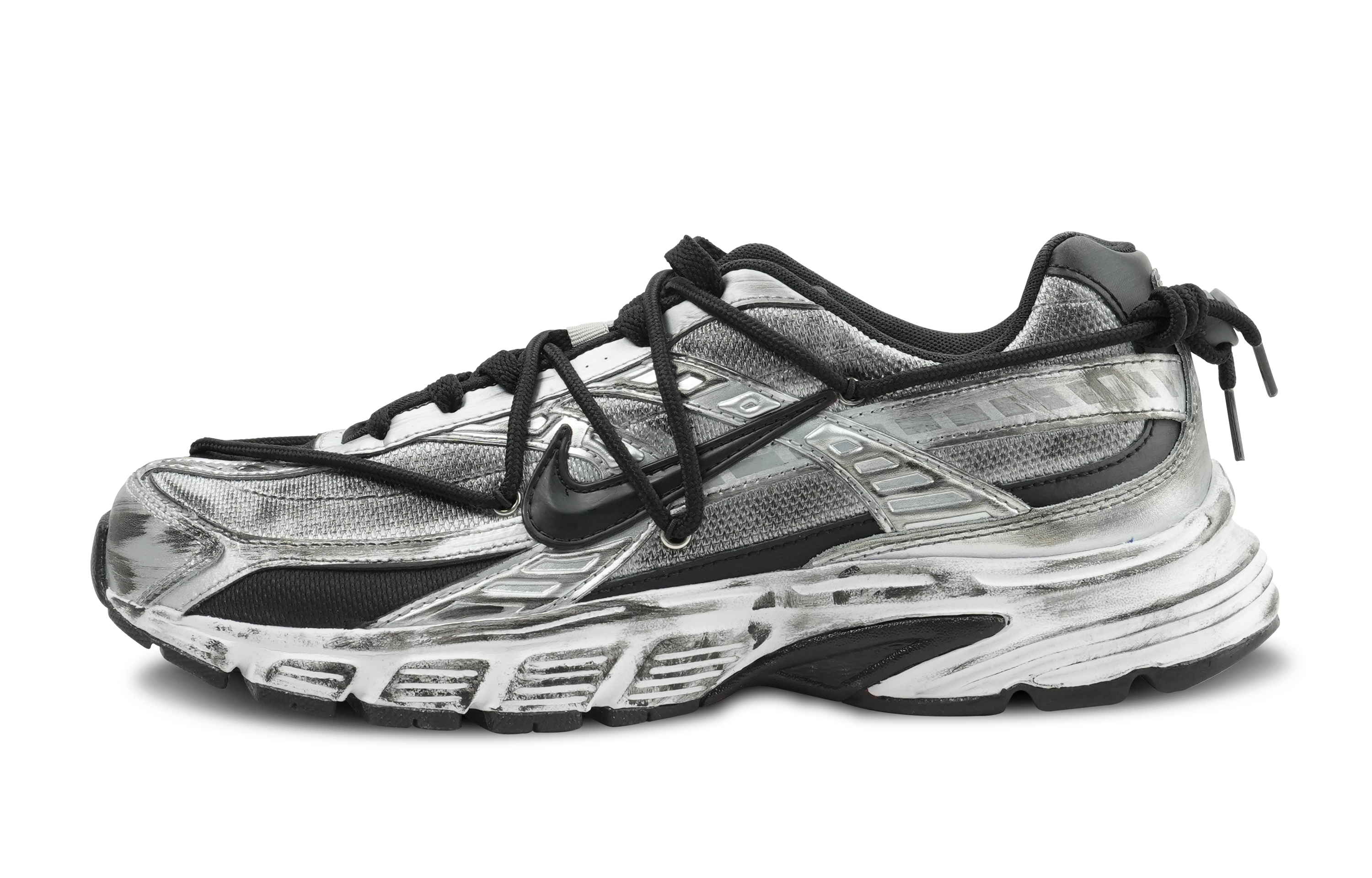 Nike Initiator Fabric Slip Resistant Abrasion Resistant Low top Running Shoes Men's Black Silver