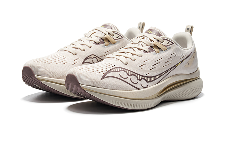 Saucony Tide Cushioning, Wear Resistant Low top Running Shoes Unisex Beige Coffee Caffeine