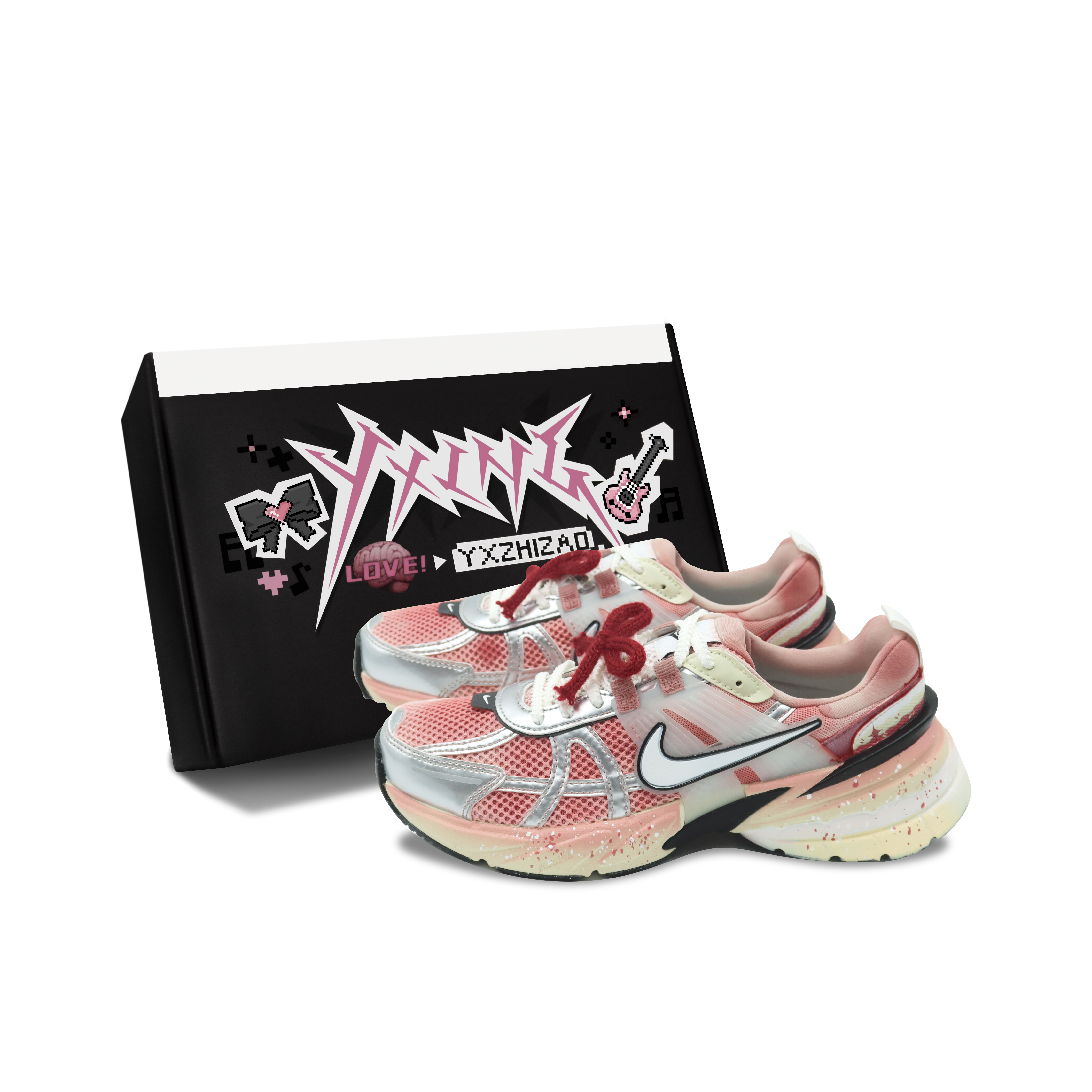 Nike V2K Run Low top Casual Running Shoes Women’s Silver Red