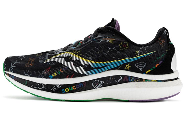 Saucony Endorphin Speed 2 Running Shoes Unisex Low Top Black Colorful Blue
