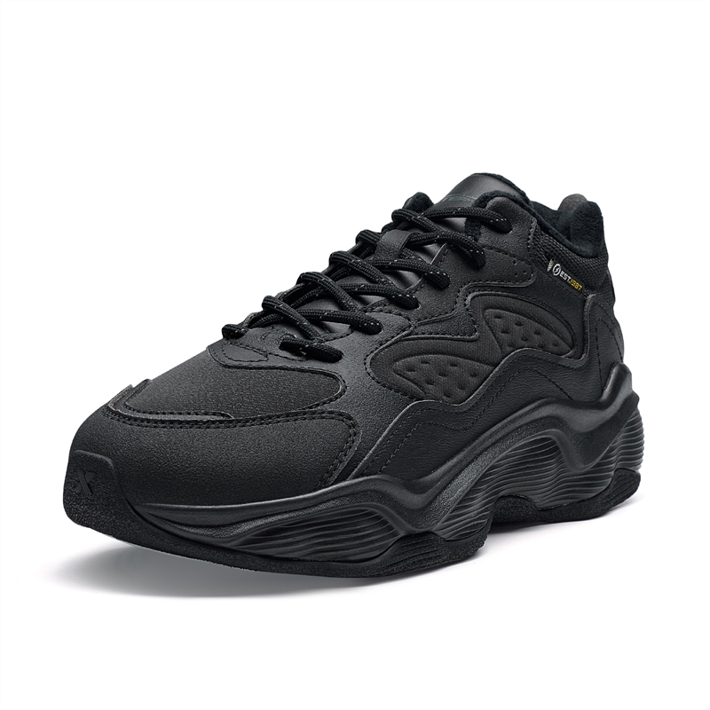 XTEP Fleece Lined Comfortable Minimalist Style, Insulated Shoes Slip Resistant Abrasion Resistant Mid top Running Shoes