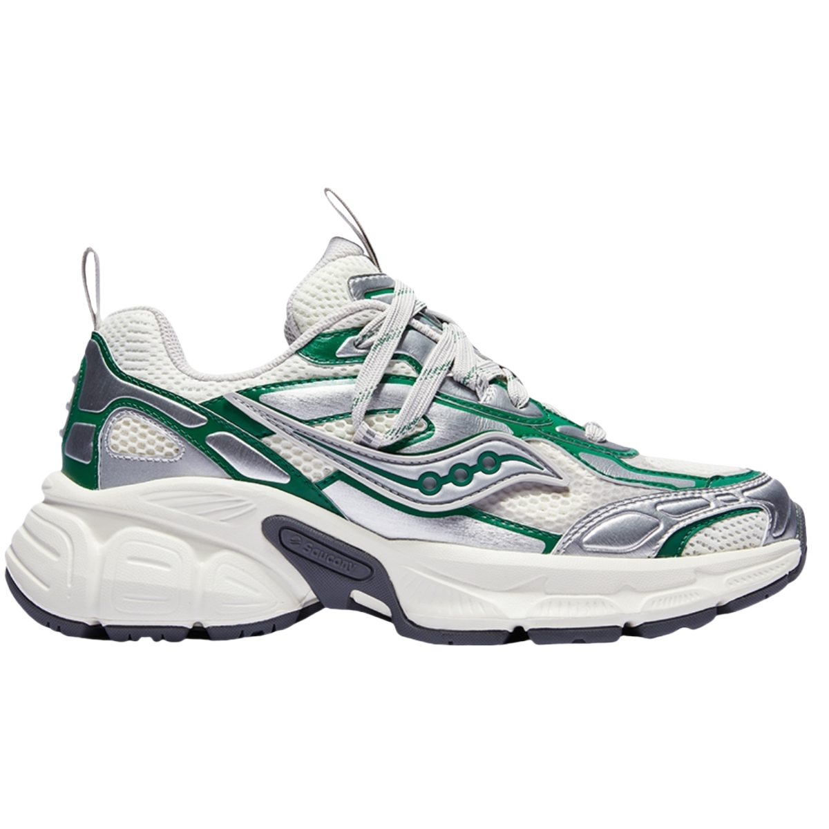 Saucony 2K CAVALRY Synthetic Leather Slip Resistant And Breathable Support Low top Casual Shoes Unisex Silver Green