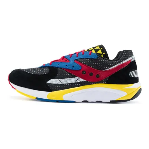 Saucony Aya Classic Vintage Fabric Cushioning Moisture Wicking Low top Running Shoes Men's Black Yellow Red