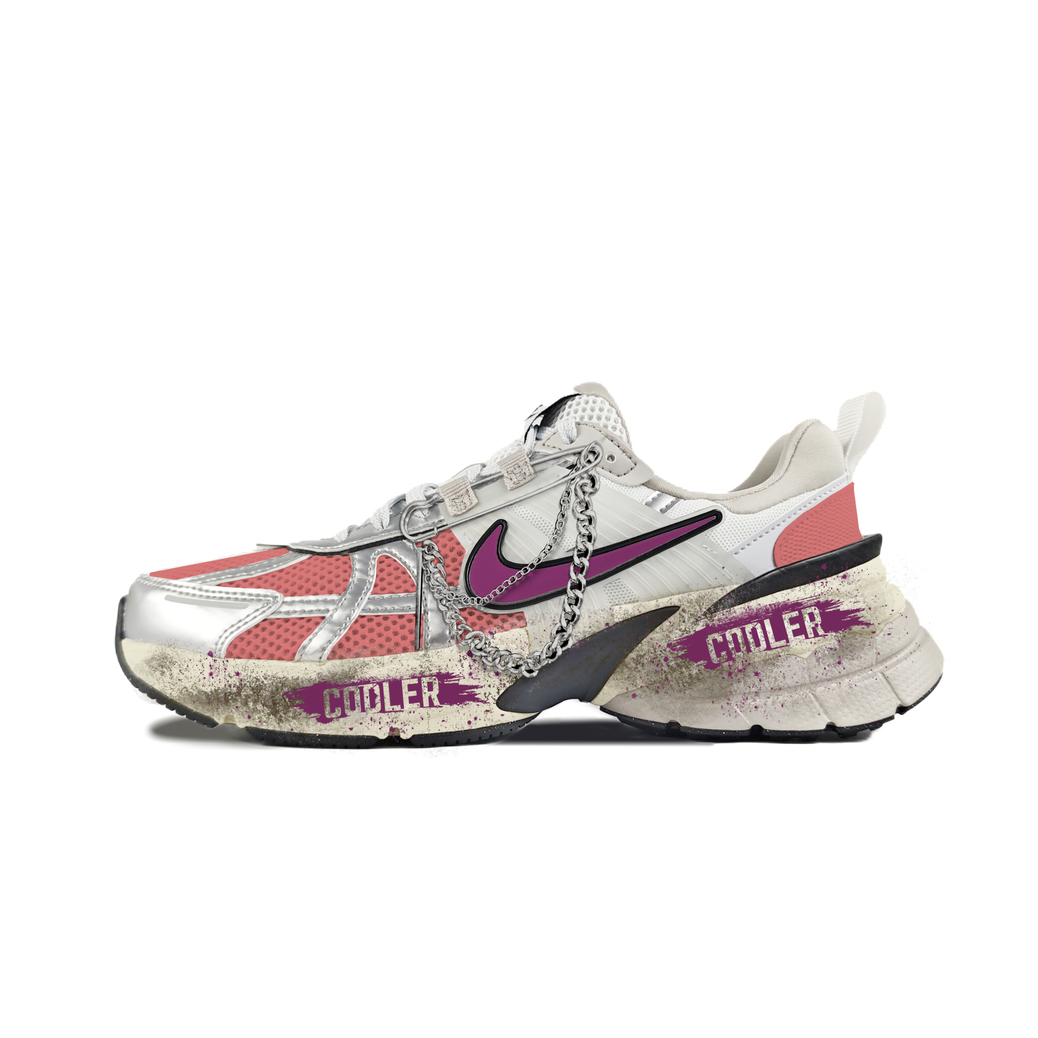 Nike V2K Run Abrasion Resistant Low top Running Shoes Women’s White Orange