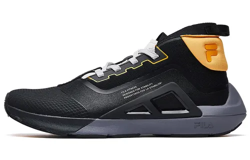 FILA Versatile Fabric Cushioning Slip Resistant Abrasion Resistant High top Running Shoes Men's Black