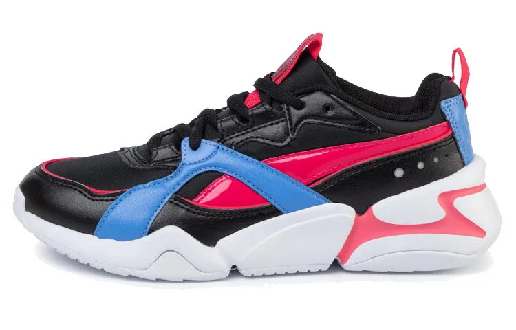 PUMA Nova Fabric Slip Resistant Abrasion Resistant Low top Running Shoes Women's Black Pink Blue