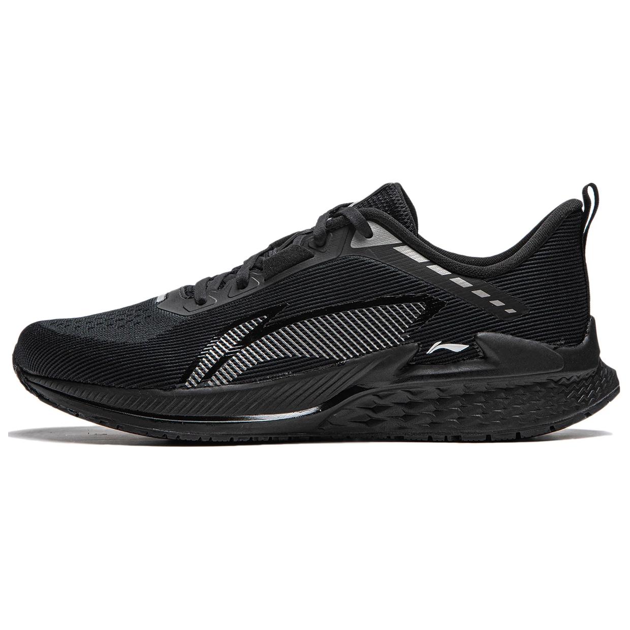 Li Ning Comfortable And Breathable Fabric Cushioning, Wear Resistant Low top Running Shoes Men’s Black