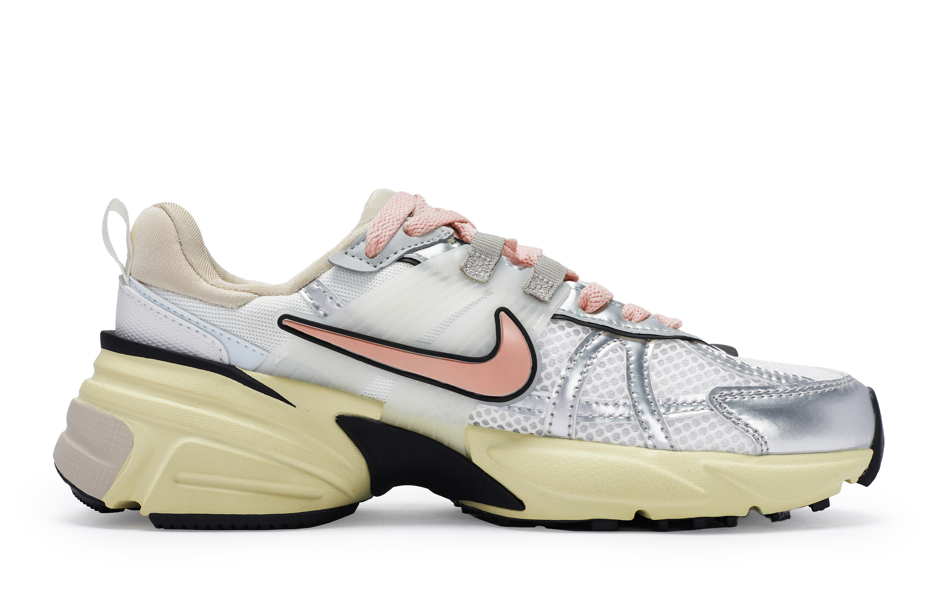 Nike V2K Run Cushioning Slip Resistant Waterproof Low top Running Shoes Women’s White Silver Flesh Pink