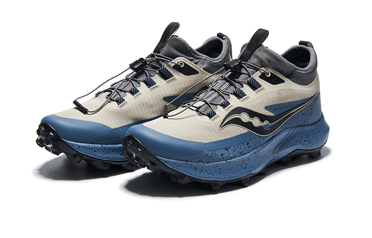 Saucony Peregrine 13 Falcon 13 Lace Up Slip Resistant Low top Trail Running Shoes Men’s Beige Blue