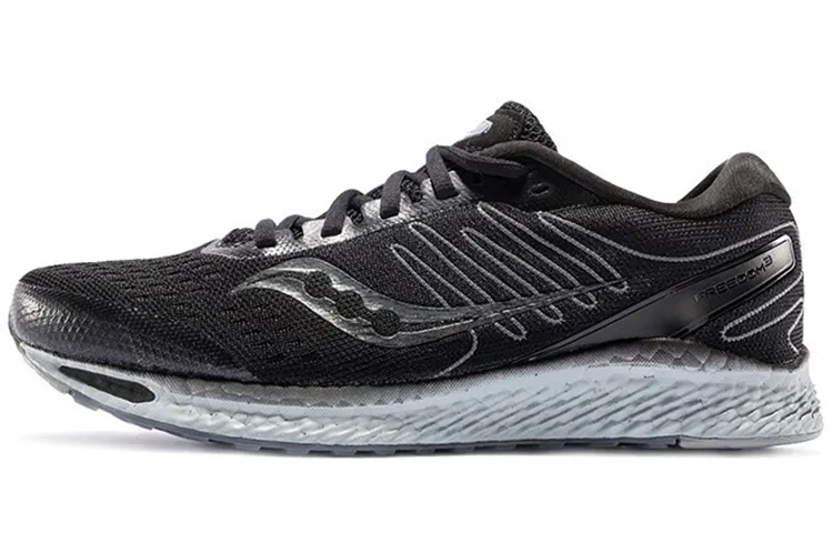 Saucony Freedom 3 Mesh Cushioning Slip Resistant Abrasion Resistant Low top Running Shoes Men's Black Silver