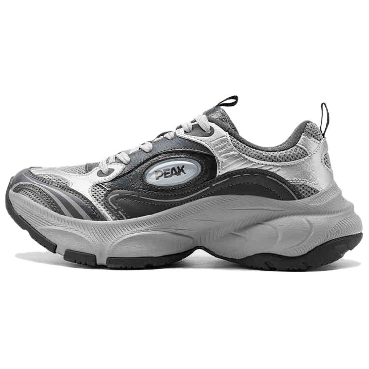 PEAK Cushioning Slip Resistant Rebound Low top Casual Running Shoes Unisex Silver Gray
