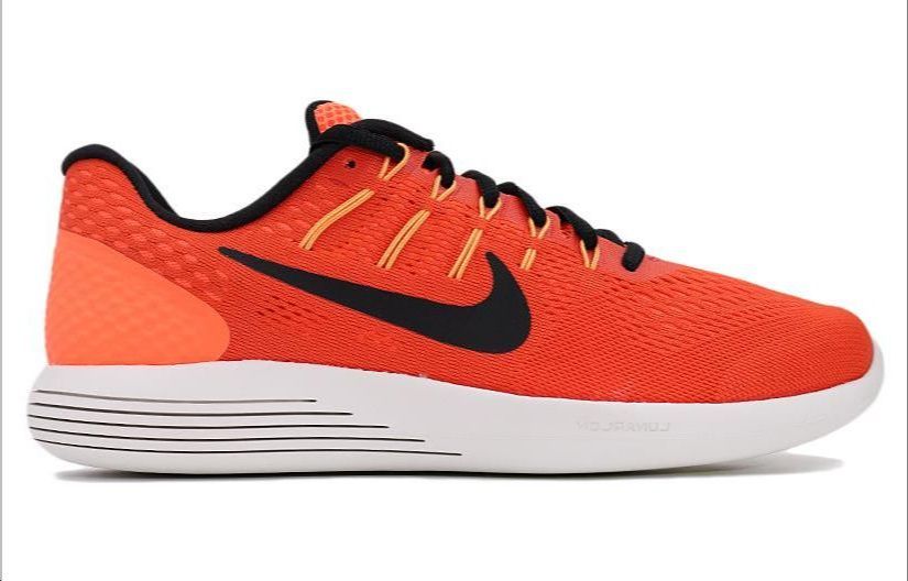 Мужские кроссовки Nike Lunarglide 8 (оранжево-черно-белые) — Оранжевыйчёрный — фото 2