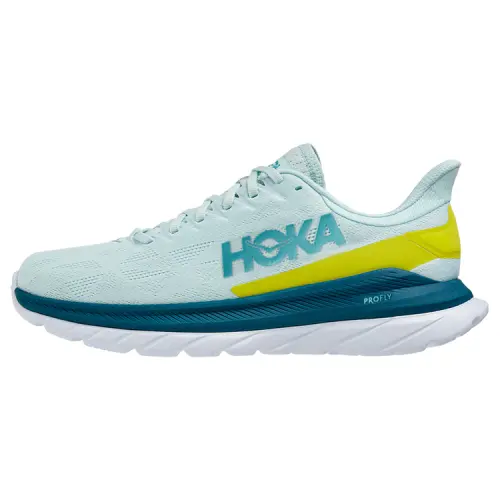 HOKA ONE ONE Mach 4 comfortable fabric shock-absorbing, non-slip, wear-resistant, breathable and lightweight low-top running shoes, men's light blue