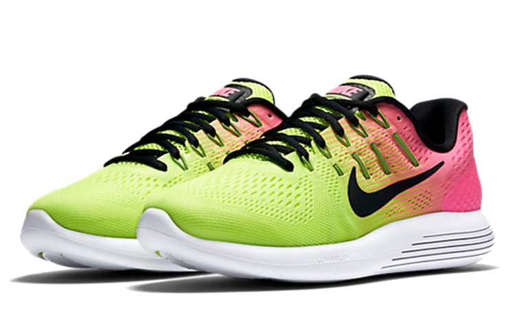 Мужские кроссовки Nike Lunarglide 8 (черно-зелено-розовые) — фото 3