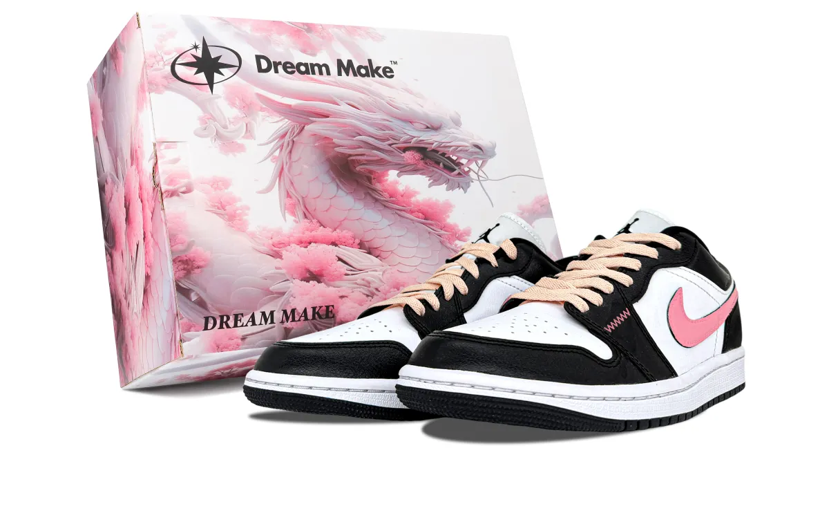 Jordan Air Jordan 1 Light Scavenger BOX Abrasion Resistant Low top Vintage Basketball Shoes Unisex Black Pink