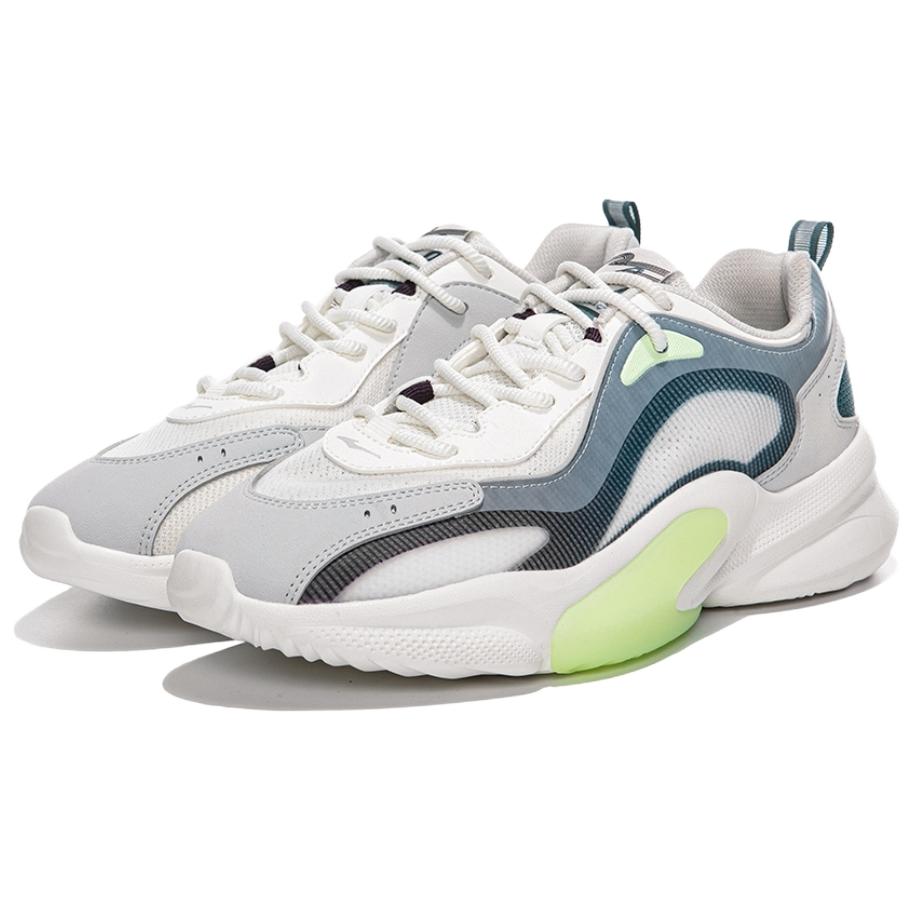 Erke Slip Resistant Abrasion Resistant Low top Training Running Shoes Unisex White Blue Green