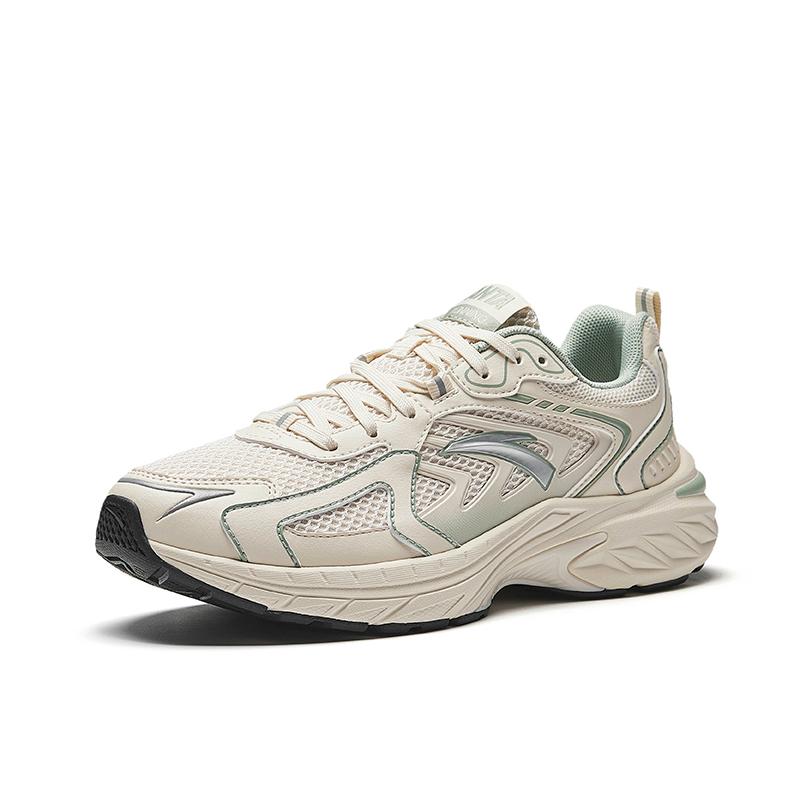 Anta AT959 Slip Resistant Breathable Lightweight Rebound Low top Casual Running Shoes Women’s Beige Green
