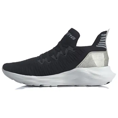 Li Ning Cloud 6 V2 Pu Cushioning Low top Running Shoes Unisex Black Silver