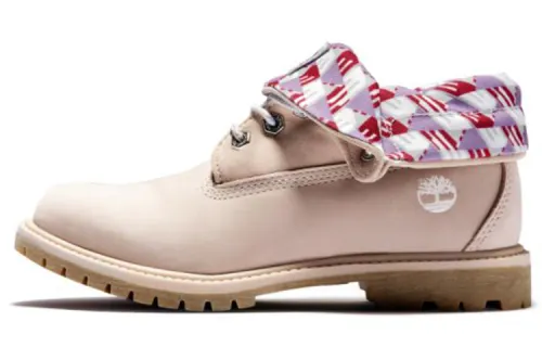 Timberland Roll Top Boots Basic 'Pale Pink With Plaid Print' Women's