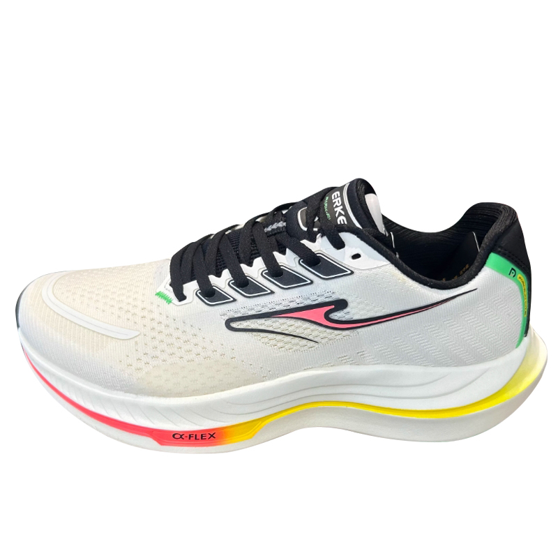Erke Cushioning Slip Resistant Abrasion Resistant Low top Long Distance Running Shoes Men’s White Black