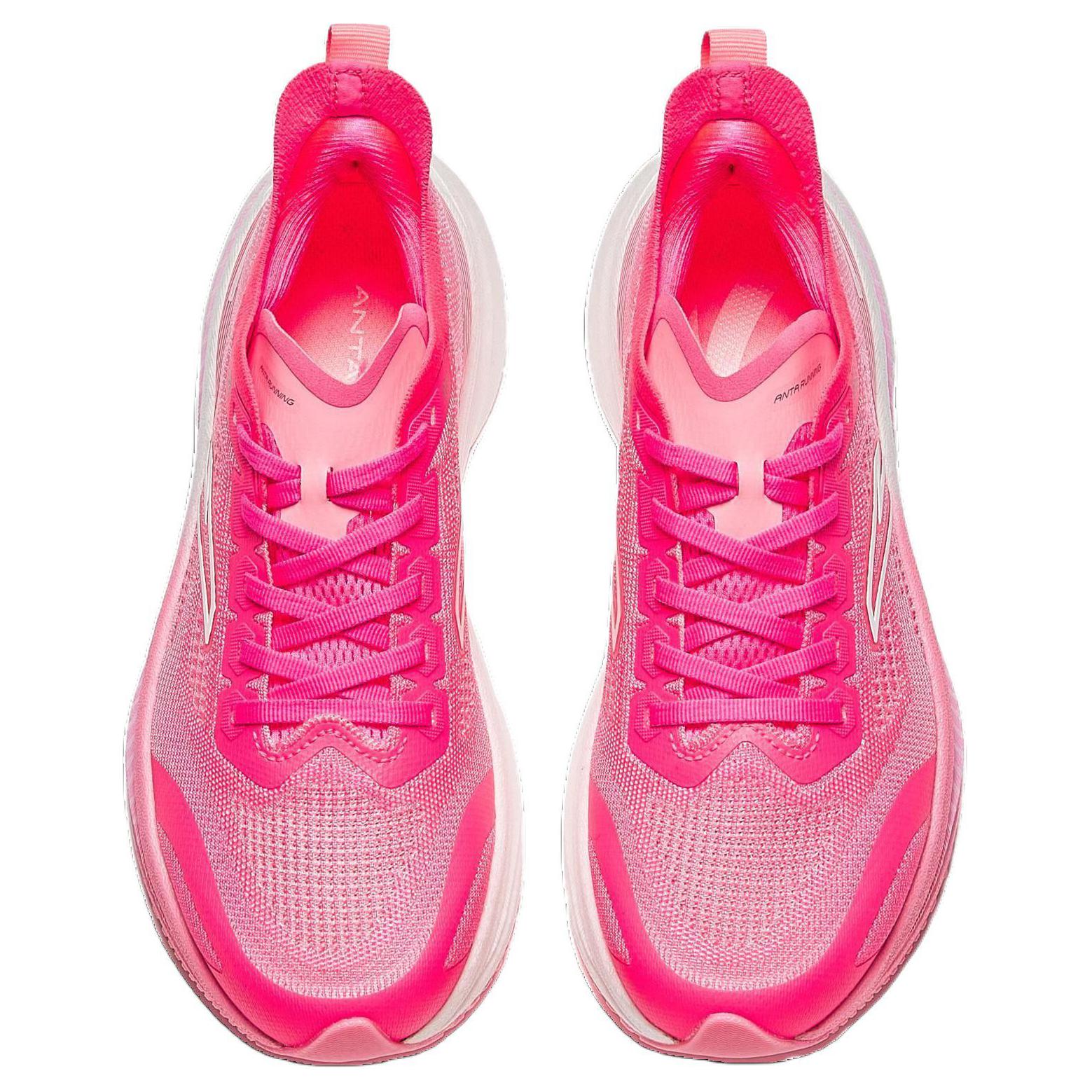 Anta Fabric Cushioning Abrasion Resistant Breathable Low top Full Length Carbon Plate Running Shoes Women’s Red Pink
