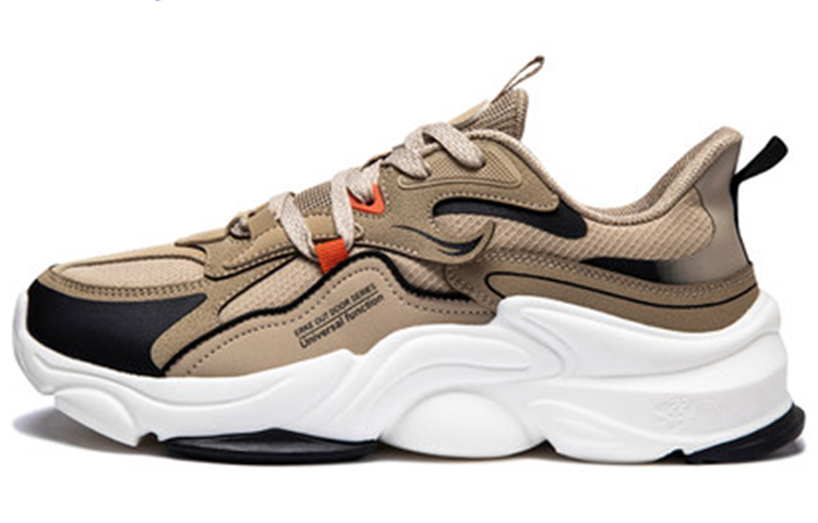 Erke Soft Sole Rebound Cushioning Abrasion Resistant Slip Resistant Low top Running Shoes Men’s Brown