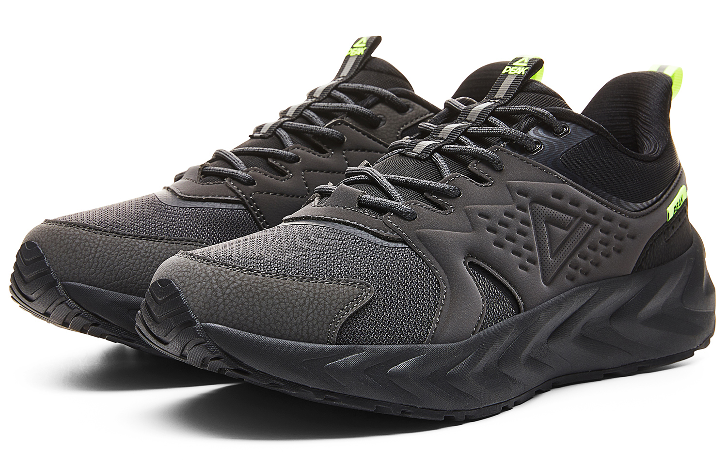 PEAK Cushioning Slip Resistant Abrasion Resistant Breathable Low top Running Shoes Men’s Dark Gray Black