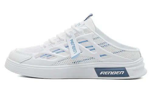 RENBEN Closed Toe Slippers Men's White Light Blue