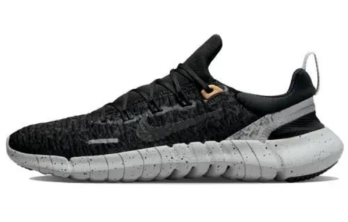 Nike Free RN 5.0 Barefoot feel, environmentally friendly sports comfort, fabric shock-absorbing, non-slip, wear-resistant, breathable, lightweight and resilient, low-top casual running shoes, men's black gray