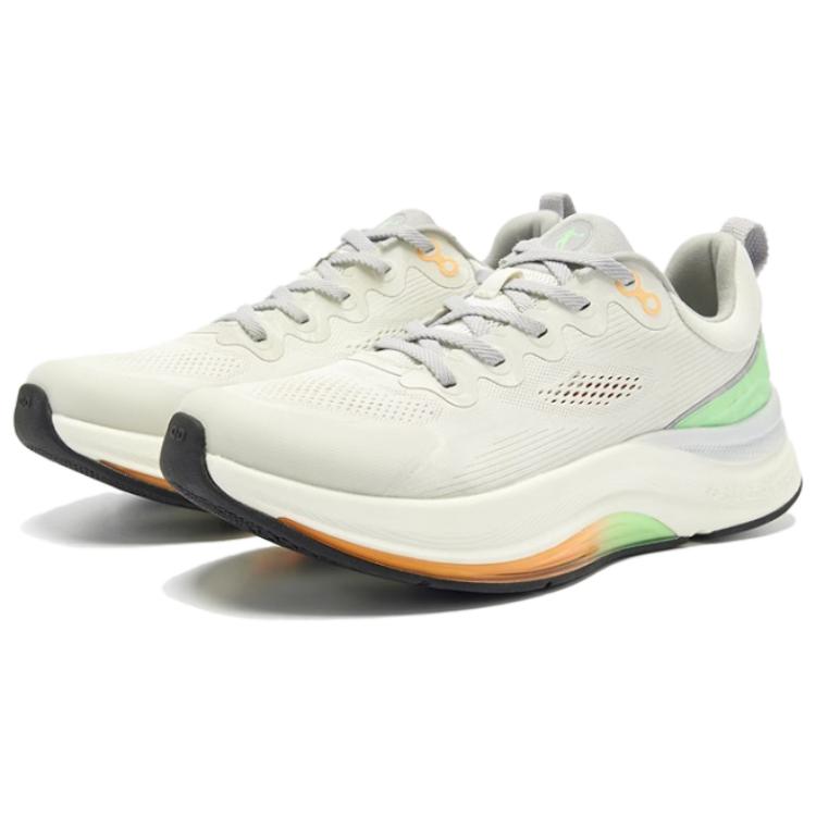 QIAODAN Cushioning Slip Resistant Abrasion Resistant Low top Cushioning Gel Casual Running Shoes Men’s White Gray Green
