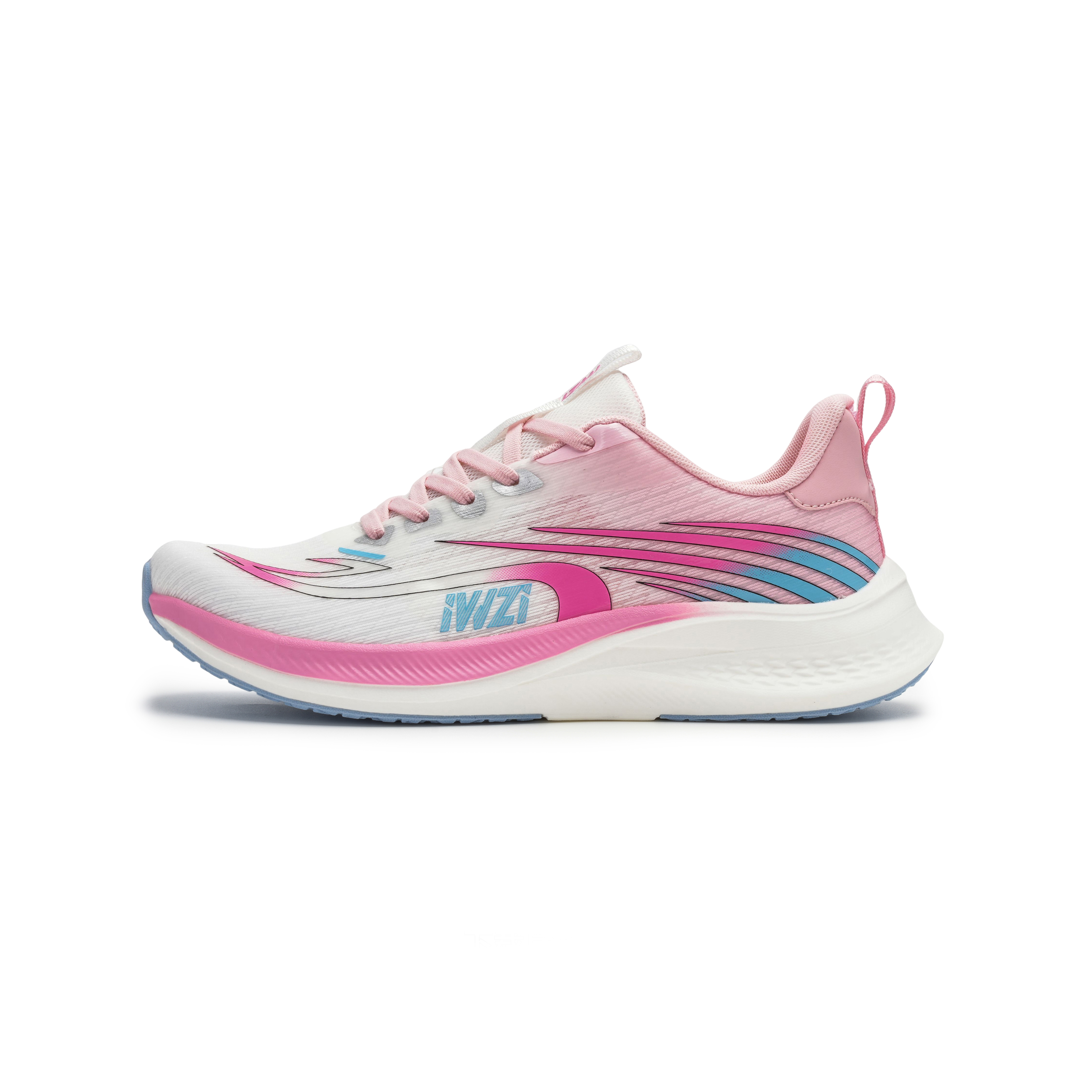 IWZI Slip Resistant Abrasion Resistant Low Top Running Shoes Unisex Blue Pink Mismatched Colorway