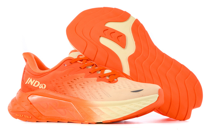 JNDO Mesh, Textile Low top Tesla Valve Breathing Technology Running Shoes Unisex Vibrant Orange