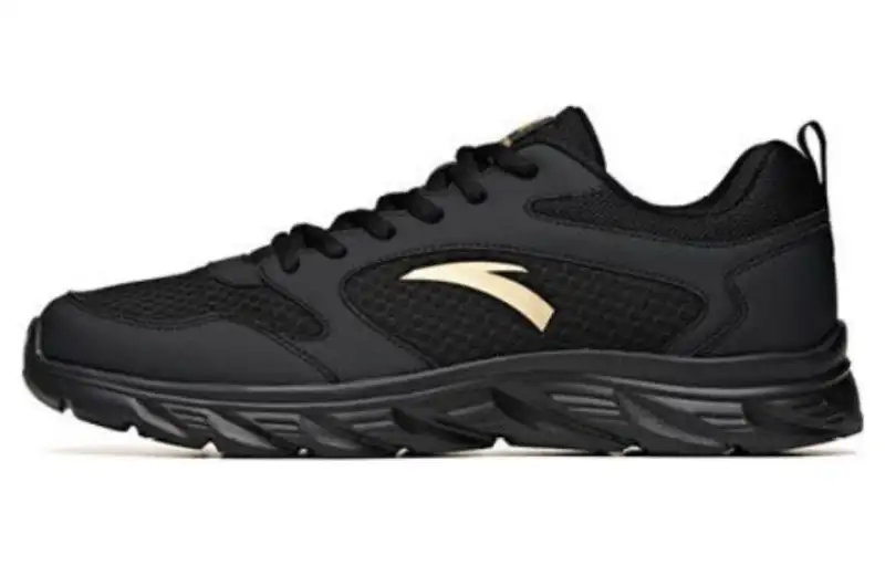 Anta Sky Fabric Slip Resistant, Breathable, And Lightweight Low top Running Shoes Men's Black Gold