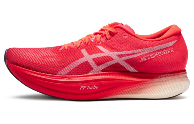 ASICS Metaspeed Edge+ comfortable fabric, wear-resistant and breathable, low-top, carbon plate, marathon training, long-distance running and racing running shoes, same style for men and women, red