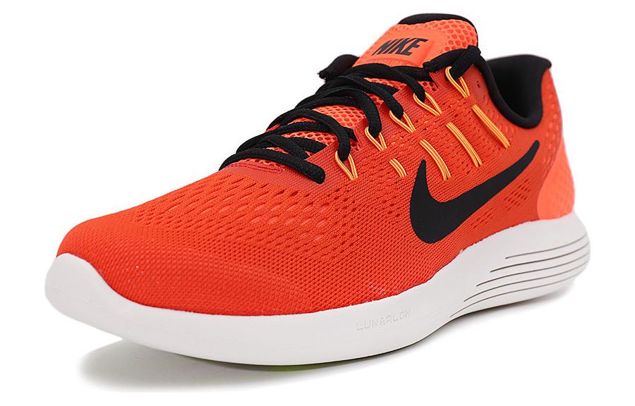 Мужские кроссовки Nike Lunarglide 8 (оранжево-черно-белые) — Оранжевыйчёрный — фото 3