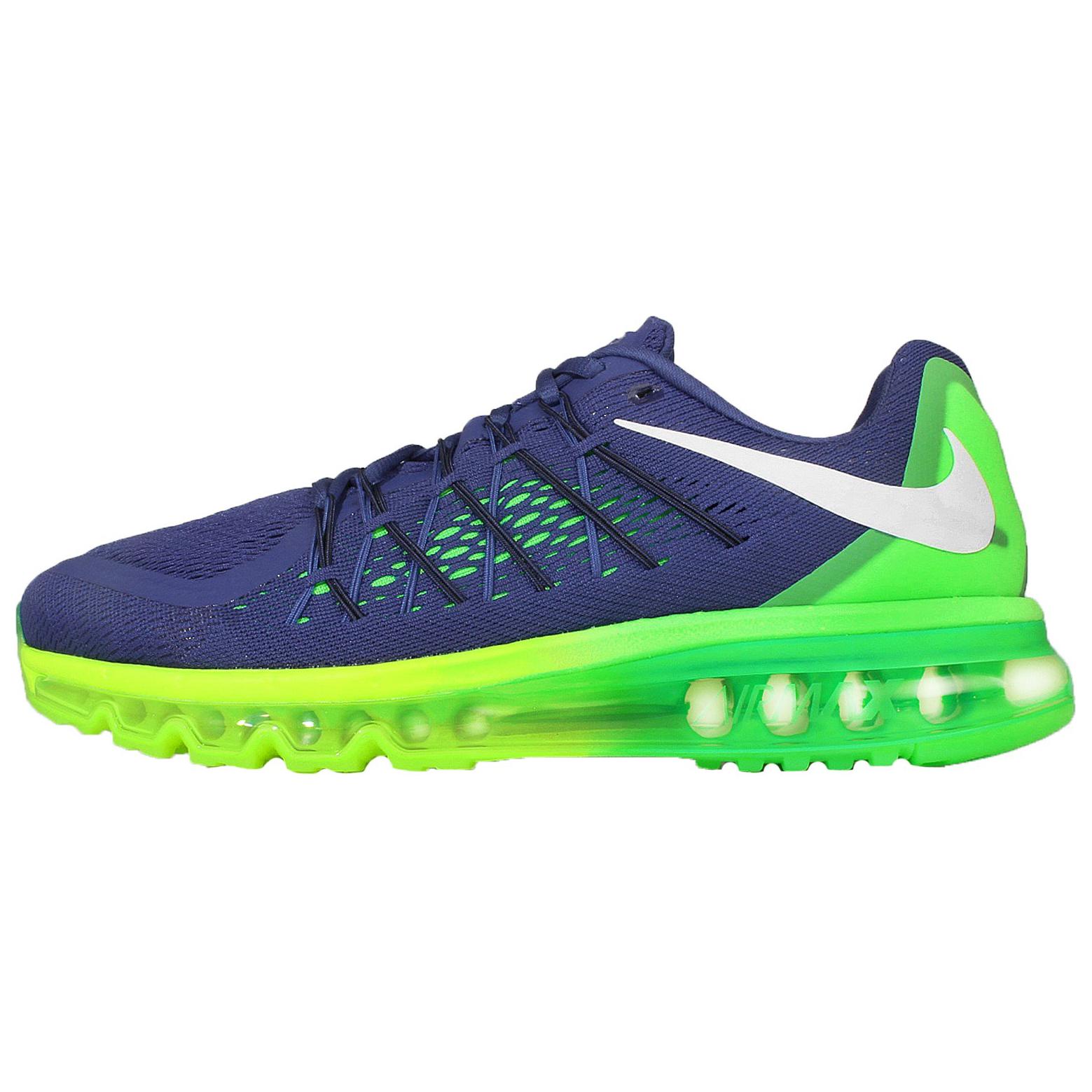 Nike Air Max 2015 Comfortable And Lightweight Low top Casual Running Shoes Unisex Blue Green