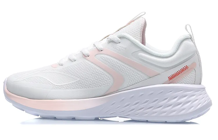Li Ning Slip Resistant Abrasion Resistant Low top Running Shoes Women's White Pink