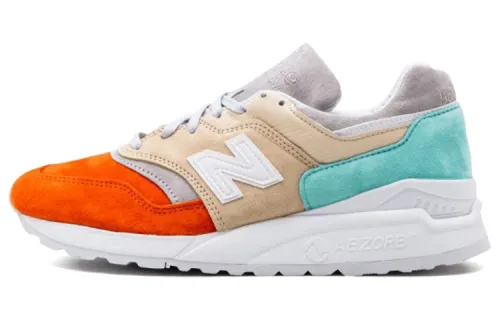 New Balance 997.5 series Ronnie Fieg Mykonos Cyclades leather shock-absorbing, wear-resistant and breathable low-top running shoes for men and women, orange gray
