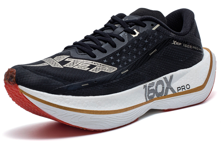 XTEP 160X 2.0 Pro Fabric Cushioning Slip Resistant Abrasion Resistant Breathable Low top Running Shoes Men’s Black