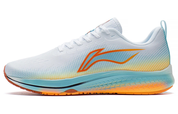 LiNing Red Rabbit 5 Racing Fabric Shock Absorbing Anti-Slip Wear-Resistant Breathable Low-top Running Shoes Men's White Blue