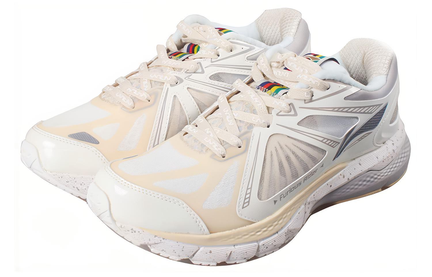 Li Ning Cushioning Slip Resistant Abrasion Resistant Breathable Lightweight Low top Running Shoes Women’s Ecru