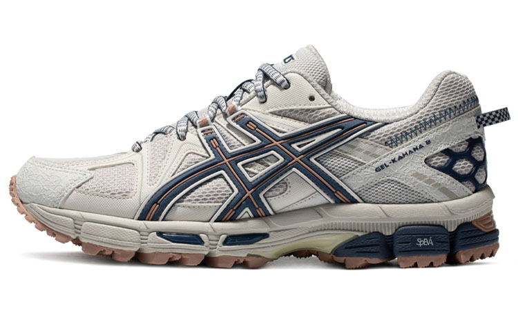 ASICS Gel-Kahana 8 comfortable and fashionable fabric synthetic leather shock-absorbing, non-slip and breathable low-cut GEL cross-country long-distance running shoes for women, light gray
