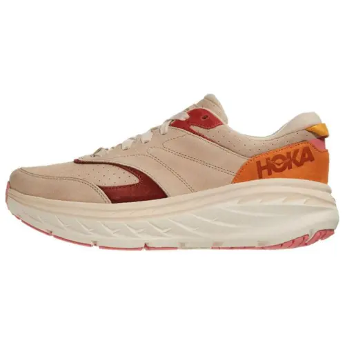 HOKA ONE ONE Bondi L outdoor round toe lace-up fabric synthetic leather non-slip wear-resistant breathable low-top running shoes men and women same style lotus root powder