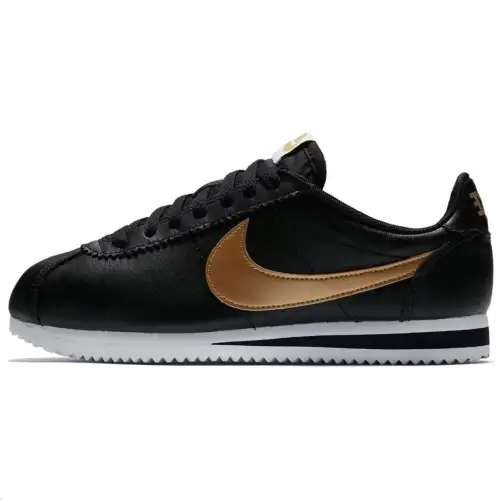 Nike Cortez Leather Black Gold Women's