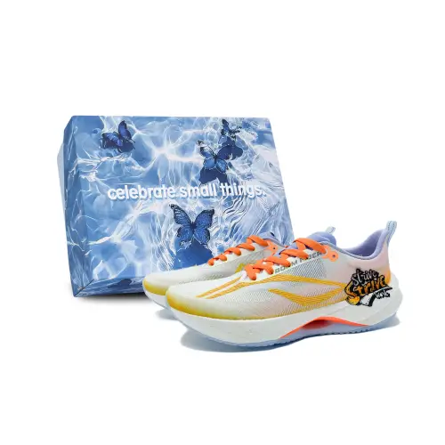 Li Ning Super Light 21 Cushioning Slip Resistant Low top Running Shoes Men's White Orange