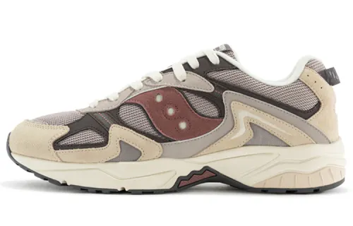 Saucony GSD 90S Vintage Synthetic Leather Cushioning Low top Running Shoes Unisex Khaki